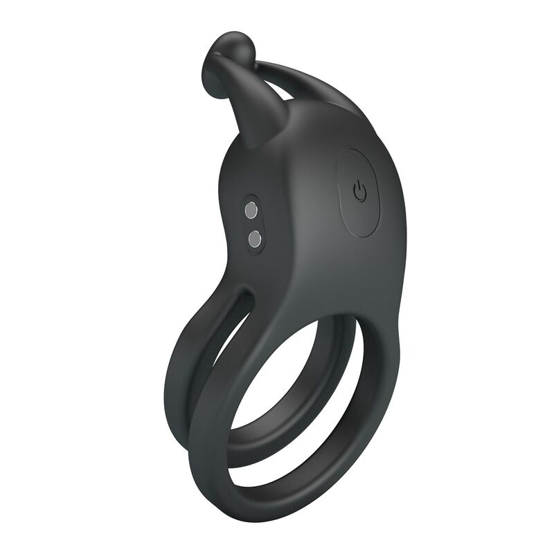 FOR HIM – Pretty Love - Anel Peniano Vibratório Duplo Recarregável Goodwin Preto