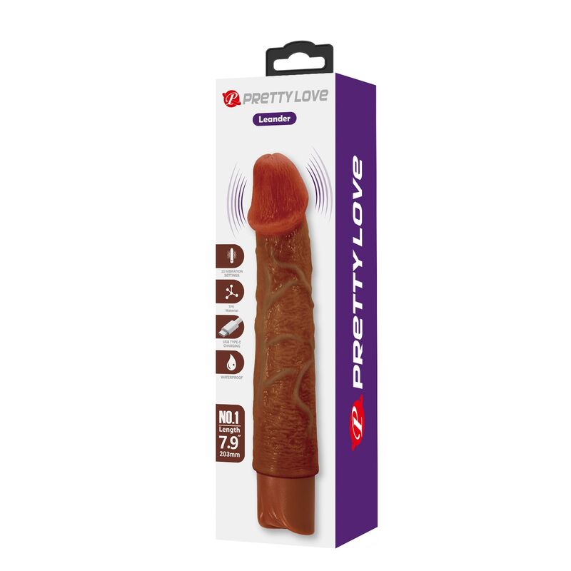 DILDOS – Pretty Love - Vibrador Realista Leonardo 20 Cm Ø 4 Cm Marrom - Image 3