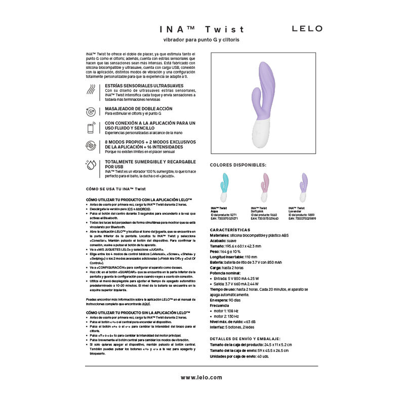 LELO – Ina Twist Vibrador Duplo Coelho Para Ponto G E Clitóris Rosa - Image 7