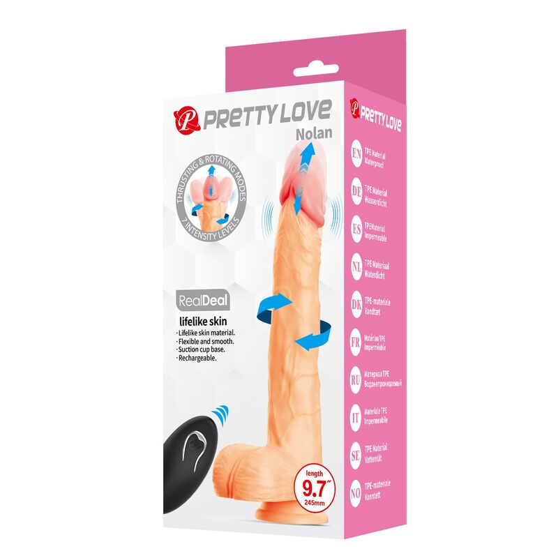 DILDOS – Pretty Love - Nolan Dildo Vibratório Com Controle Remoto, 24,5 Cm Ø 5 Cm Natural - Image 9