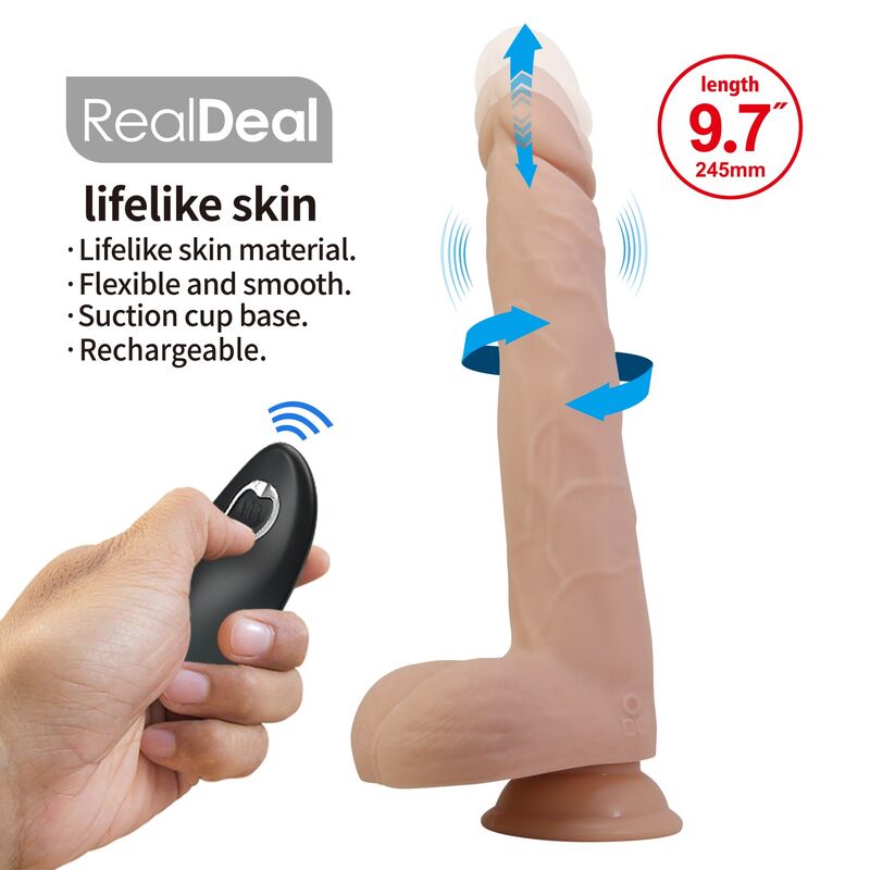 DILDOS – Pretty Love - Nolan Dildo Vibratório Com Controle Remoto, 24,5 Cm Ø 5 Cm Natural - Image 8