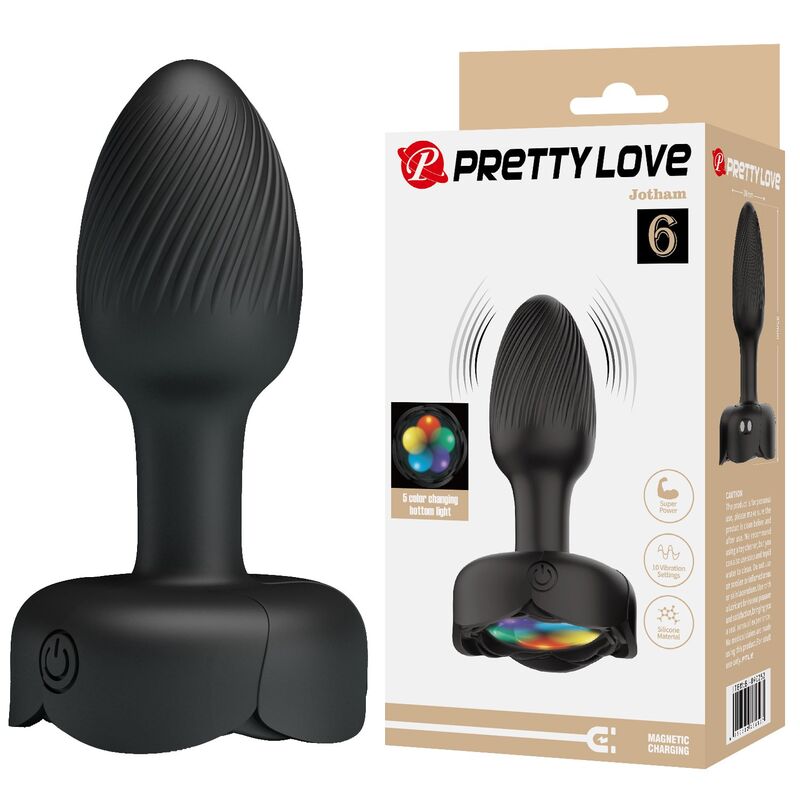 ANAL TOYS – Pretty Love - Plug Anal Vibratório Recarregável Com 10 Modos - Preto