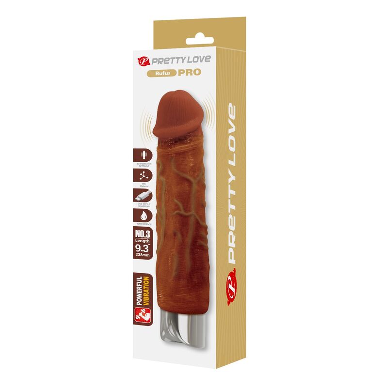 DILDOS – Pretty Love - Vibrador Realista Profissional 23,5 Cm Ø 4,8 Cm Marrom - Image 2