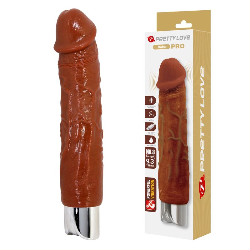 DILDOS – Pretty Love - Vibrador Realista Profissional 23,5 Cm Ø 4,8 Cm Marrom - Image 9