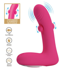 HIGH TECH – Pretty Love - Duden Vibrador De Silicone Recarregável Com 12 Modos De Vibração E 3 Modos De Balanço, Rosa.