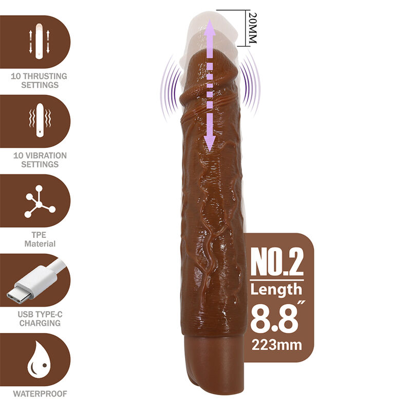 DILDOS – Pretty Love - Kessler Vibrador Realista Com 10 Modos De Vibração E 10 Intensidades, 22 Cm, Marrom - Image 2