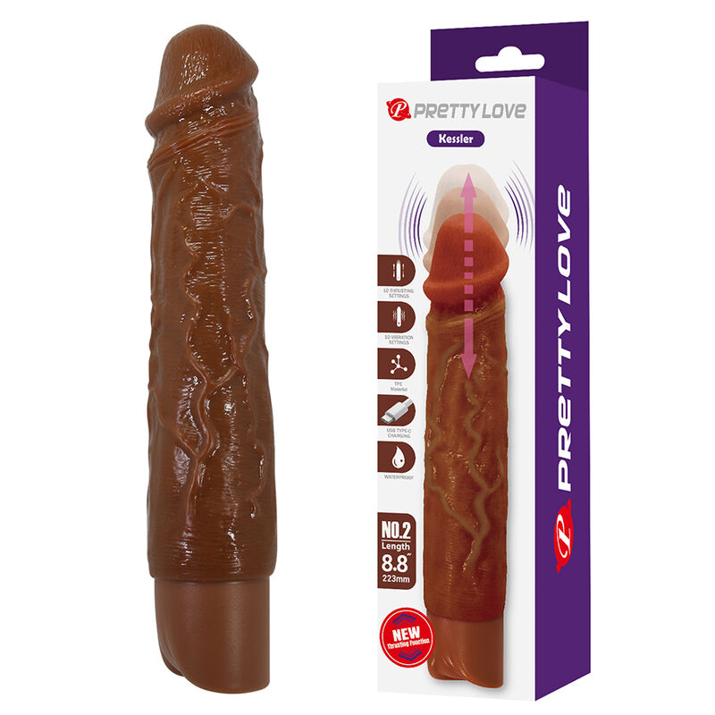 DILDOS – Pretty Love - Kessler Vibrador Realista Com 10 Modos De Vibração E 10 Intensidades, 22 Cm, Marrom