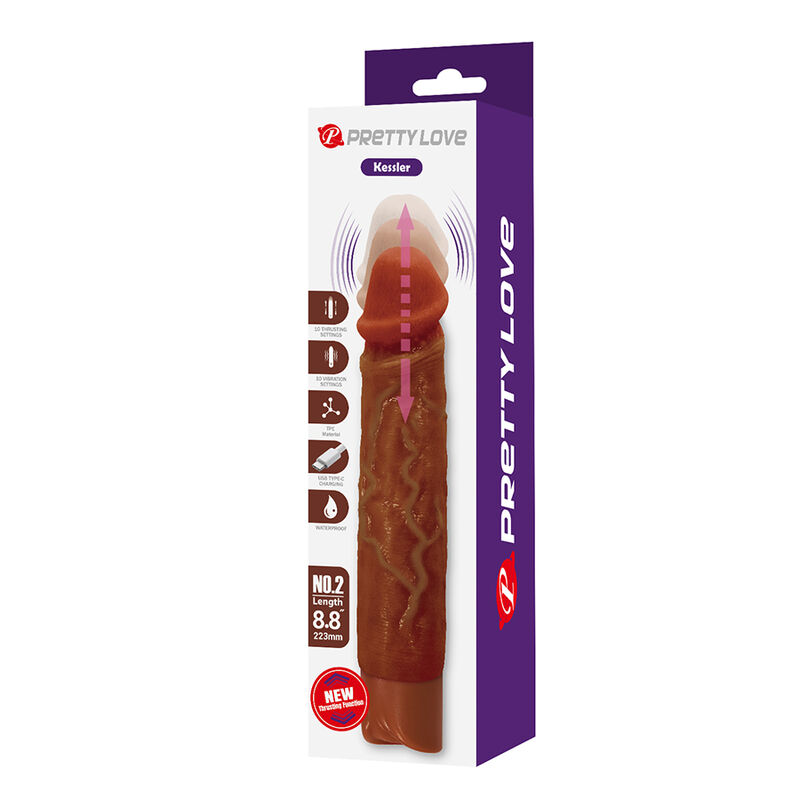 DILDOS – Pretty Love - Kessler Vibrador Realista Com 10 Modos De Vibração E 10 Intensidades, 22 Cm, Marrom - Image 16