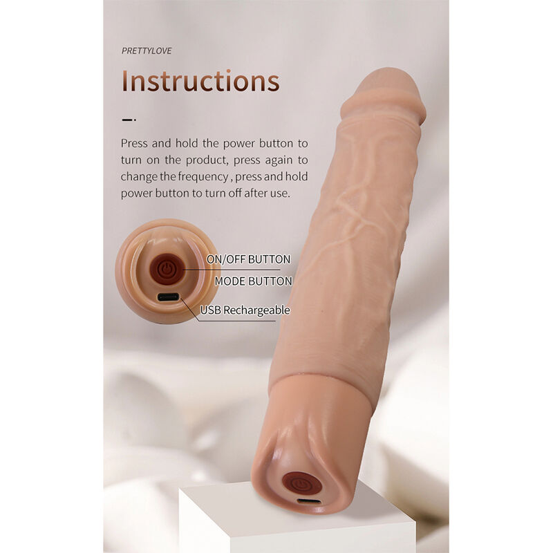 DILDOS – Pretty Love - Kessler Dildo Vibratório Realista Com 10 Modos De Vibração E 10 Níveis De Profundidade, 22 Cm Natural - Image 11