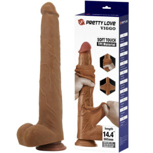 DILDOS – Pretty Love - Viggo Dildo Deslizante Com Toque Suave E Realista, 36,5 Cm Marrom
