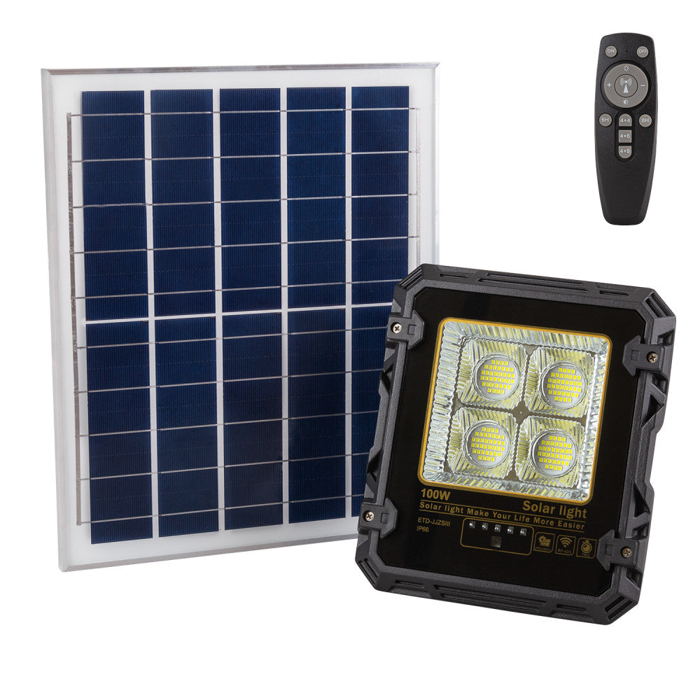 Fotografia do Projetor 100 W com painel solar comando à distância IP65