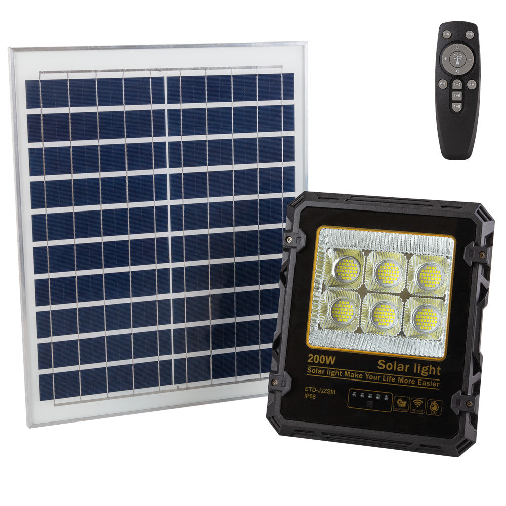 Fotografia do Projetor 200 W com painel solar comando à distância IP65