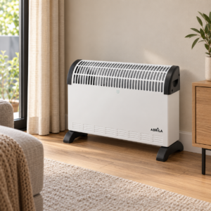 Convector falla 2000 W branco, 3 definições de potência, termostato ajustável, proteção contra superaquecimento, função massa