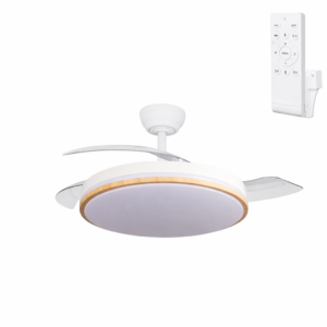 Fotografia do Ventilador DC com função verão-inverno, 60 W, branco, 3 pás, 107d, 6980 lm, 3500-4000-6500 K, comando à distância e temporizador.