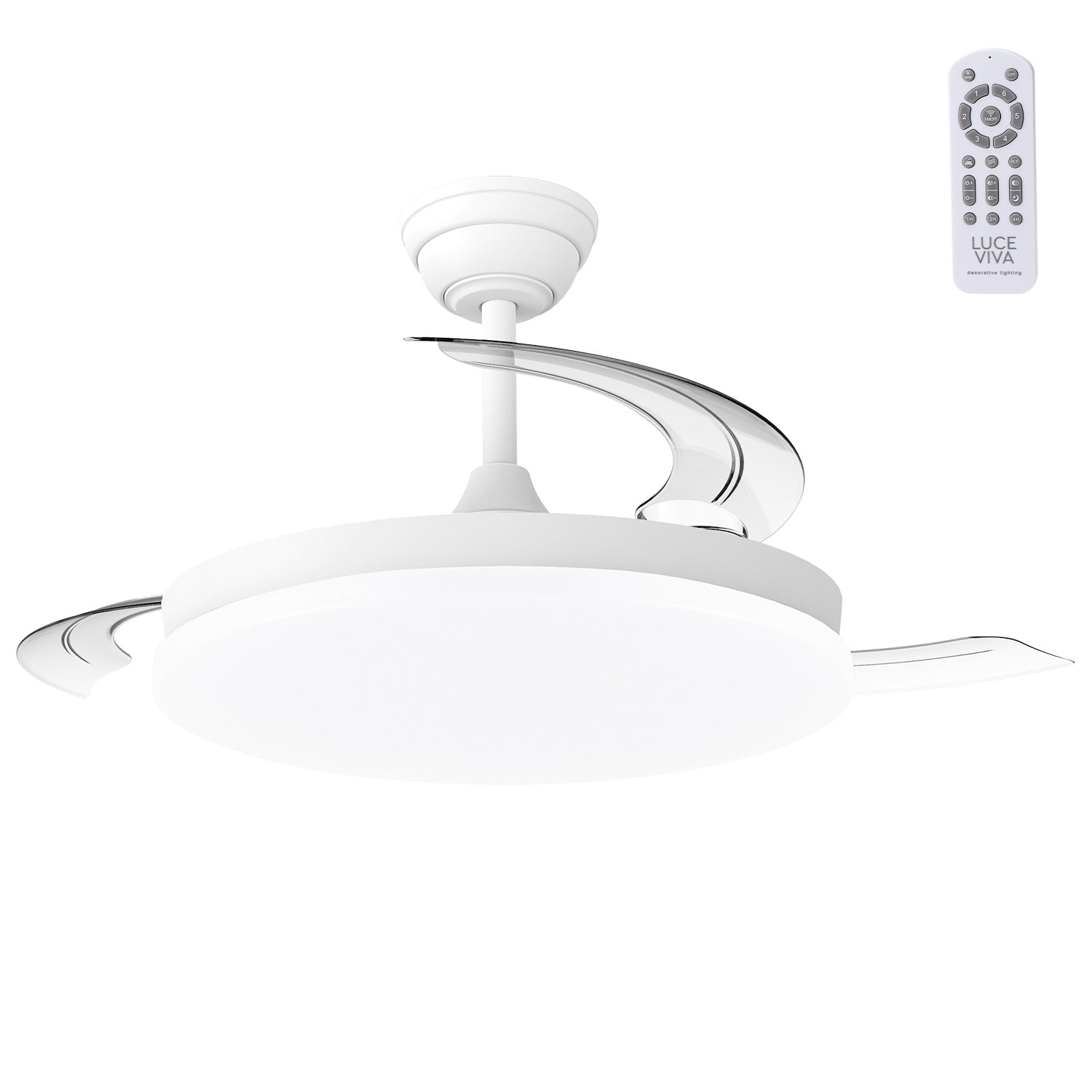 Fotografia do Ventilador DC "Marele", função verão/inverno, 48 W, branco, 3 pás, 5040 lm, 3500-4000-6500 K, comando e temporizador
