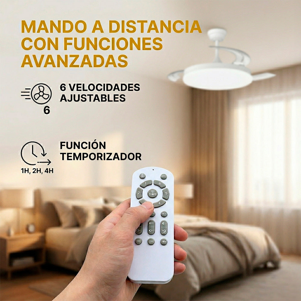 Ventilador DC "Marele", função verão/inverno, 48 W, branco, 3 pás, 5040 lm, 3500-4000-6500 K, comando e temporizador - Image 5