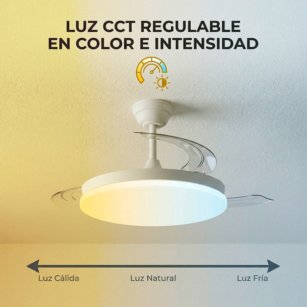 Ventilador DC "Marele", função verão/inverno, 48 W, branco, 3 pás, 5040 lm, 3500-4000-6500 K, comando e temporizador - Image 6