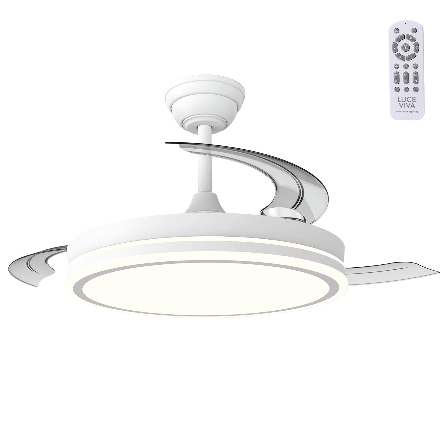 Fotografia do Ventilador DC Martina, função verão/inverno, 48 W, branco, 3 pás, 5040 lm, 3500-4000-6500 K, comando e temporizador