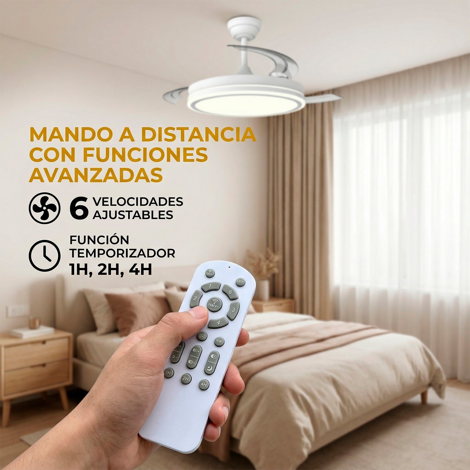 Ventilador DC "Martina", função verão/inverno, 48 W, branco, 3 pás, 5040 lm, 3500-4000-6500 K, comando e temporizador - Image 5