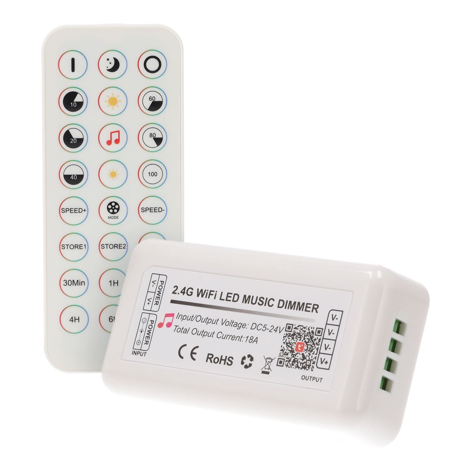 Fotografia do Regulador de intensidade para fita LED TUYA 2.4g wi-fi com comando remoto de 24 teclas