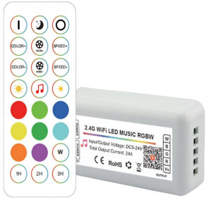Fotografia do Controlador TUYA wi-fi 2.4g rf RGBW LED 24 teclas