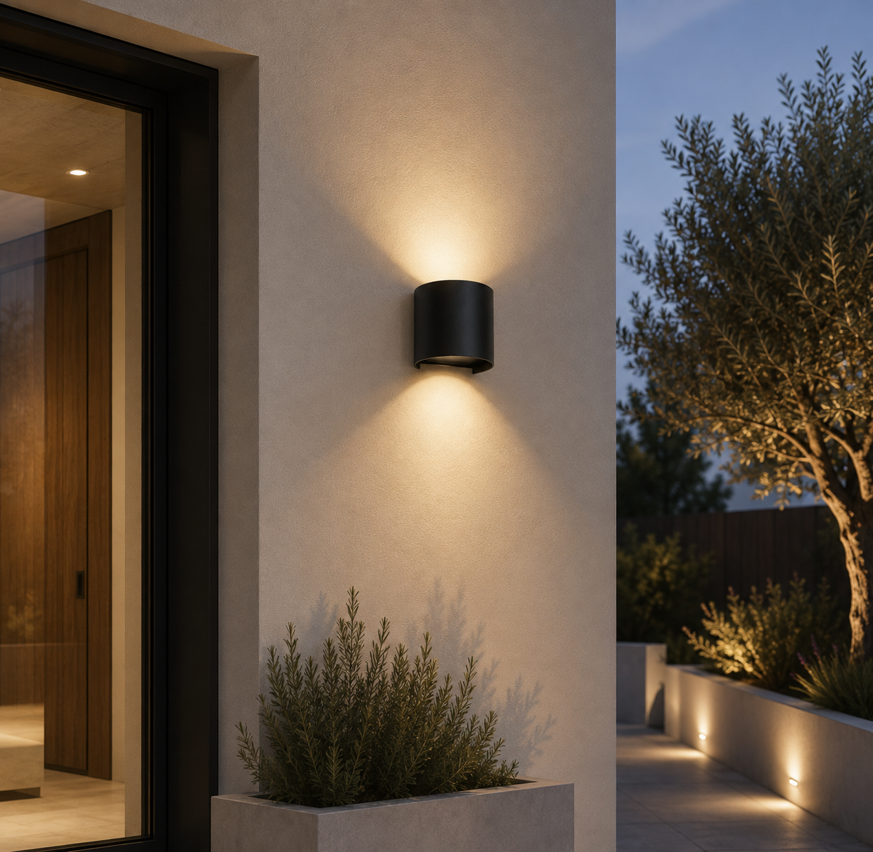 Fotografia do Aplique LED para exterior 2 × 5 W 100 lm/W IP65 preto