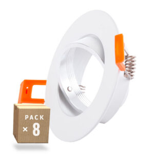 Fotografia do Conjunto 8 anel downlight inclinável circular alumínio branco 93 mm