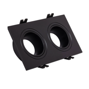 Downlight anel spotlight 2xgu10 policarbonato retangular preto