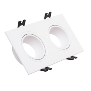 Anel downlight 2xgu10 policarbonato retangular branco