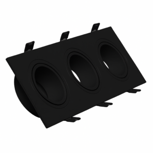 Anel downlight 3xgu10 policarbonato retangular preto