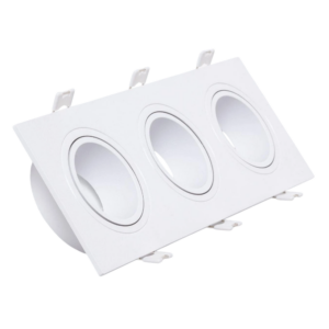 Anel downlight 3xgu10 policarbonato retangular branco