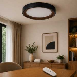 Fotografia da Luminária de teto LED decorativa 36 W CCT 3000-6000 K com comando à distância e acabamento preto