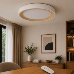 Fotografia da Luminária de teto LED decorativa 40 W CCT 3000-6000 K com comando à distância e acabamento branco