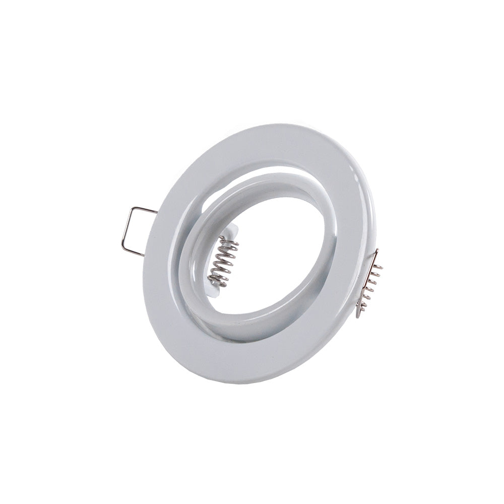 Conjunto de 5 lâmpadas LED GU10 6 W 500 lm 6000 K - anel downlight redondo inclinável "Vepa" aço 90 mm - branco - Image 5