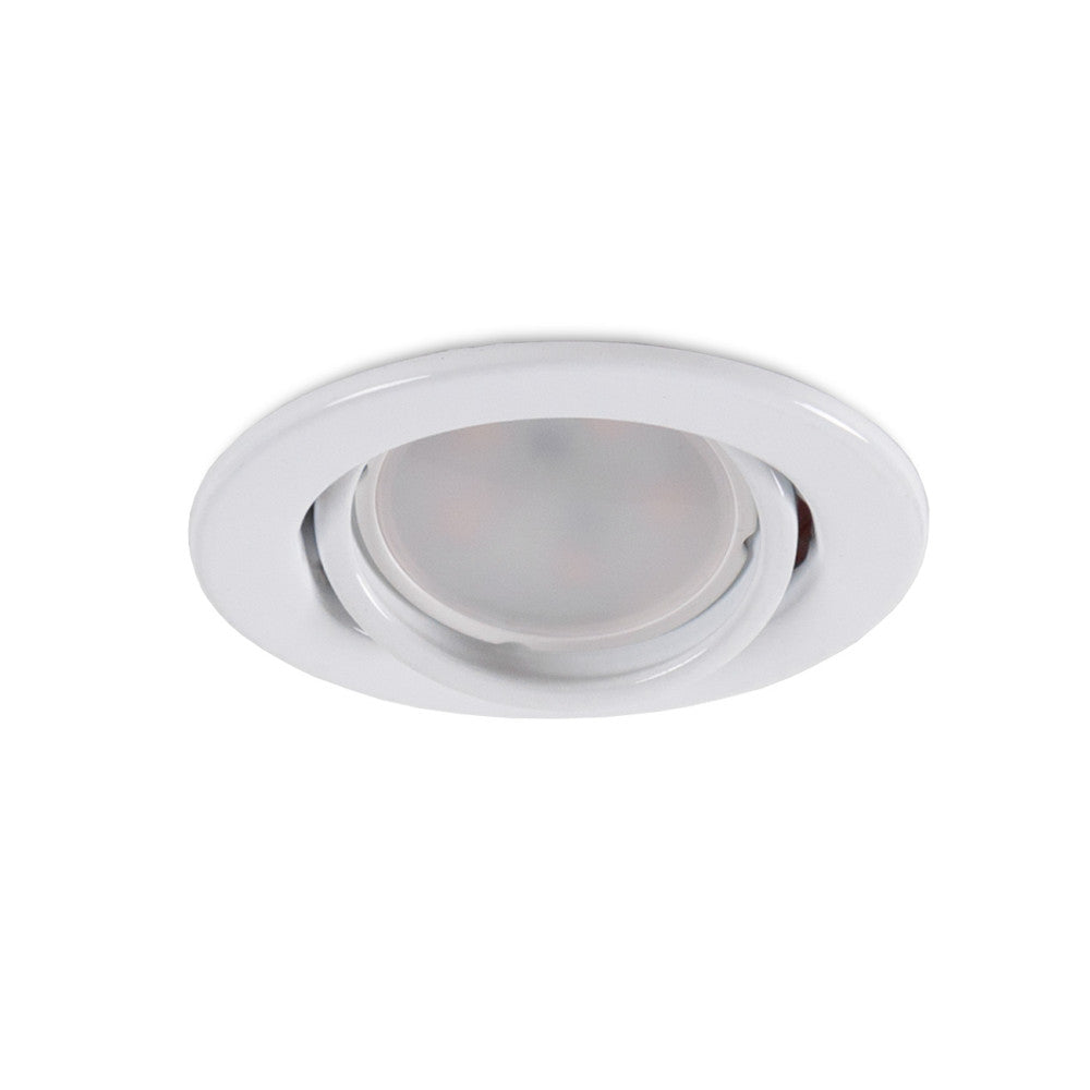 Conjunto de 5 lâmpadas LED GU10 6 W 500 lm 6000 K - anel downlight redondo inclinável "Vepa" aço 90 mm - branco - Image 6