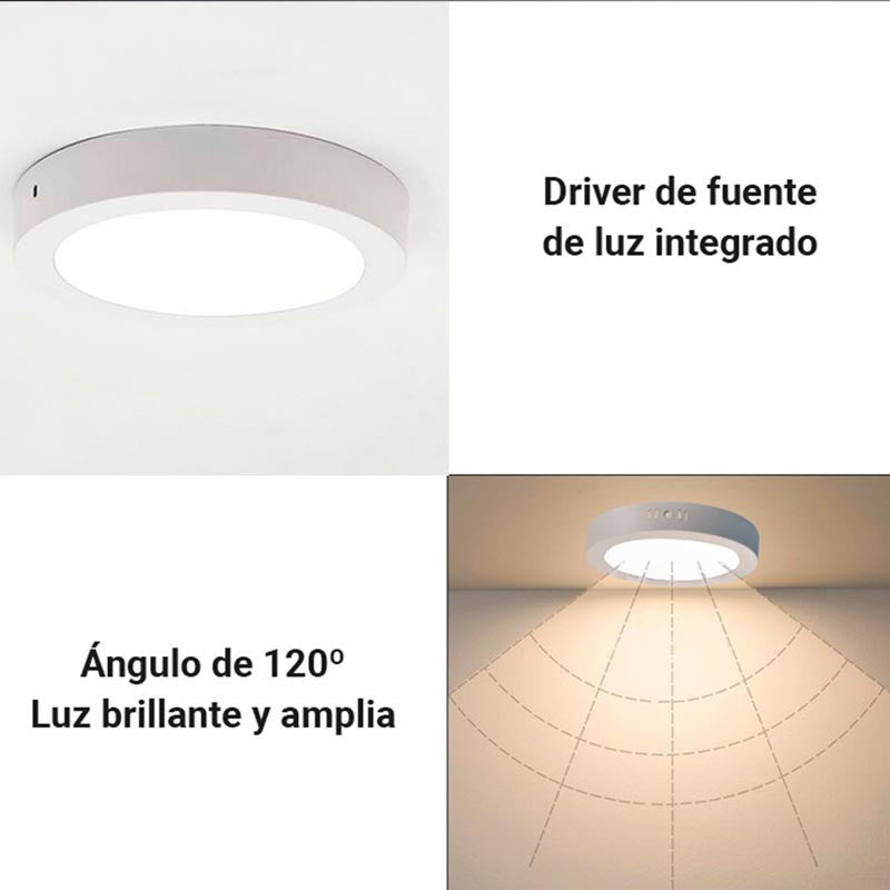 Plafoniera de superfície LED 100 lm/W 12 W 1200 lm IP20 - Image 6