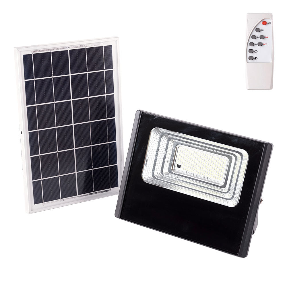 Fotografia do Projetor LED solar 45 W 6500 K painel: bateria 6 V/6 W: comando à distância 3,2 V/3000 mAh