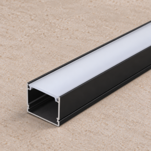 Perfil para fitas LED 2 metros -difusor opala negra, preto