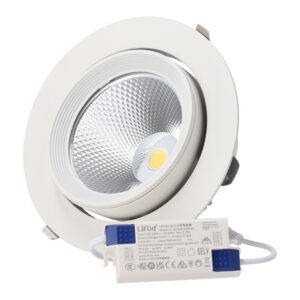 Downlight LED 40 W CCT (temperatura de cor ajustável) driver circular ajustável Lifud microprismático
