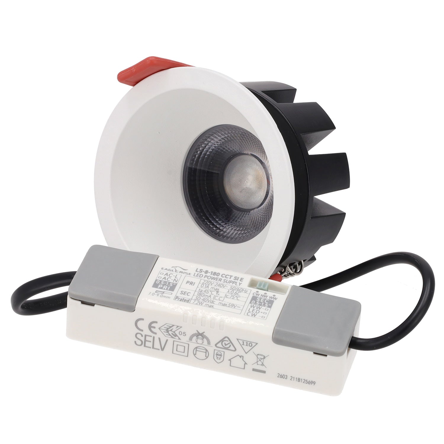 Fotografia da Luminária de encastrar LED CCT 8 W com chip OSRAM e recorte de ø 75 mm