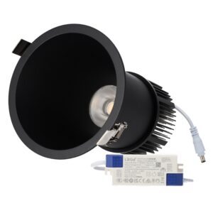 Luminária de encastrar LED 10 W 90 lm/W CRI>95 4000 K driver Lifud branco neutro preto