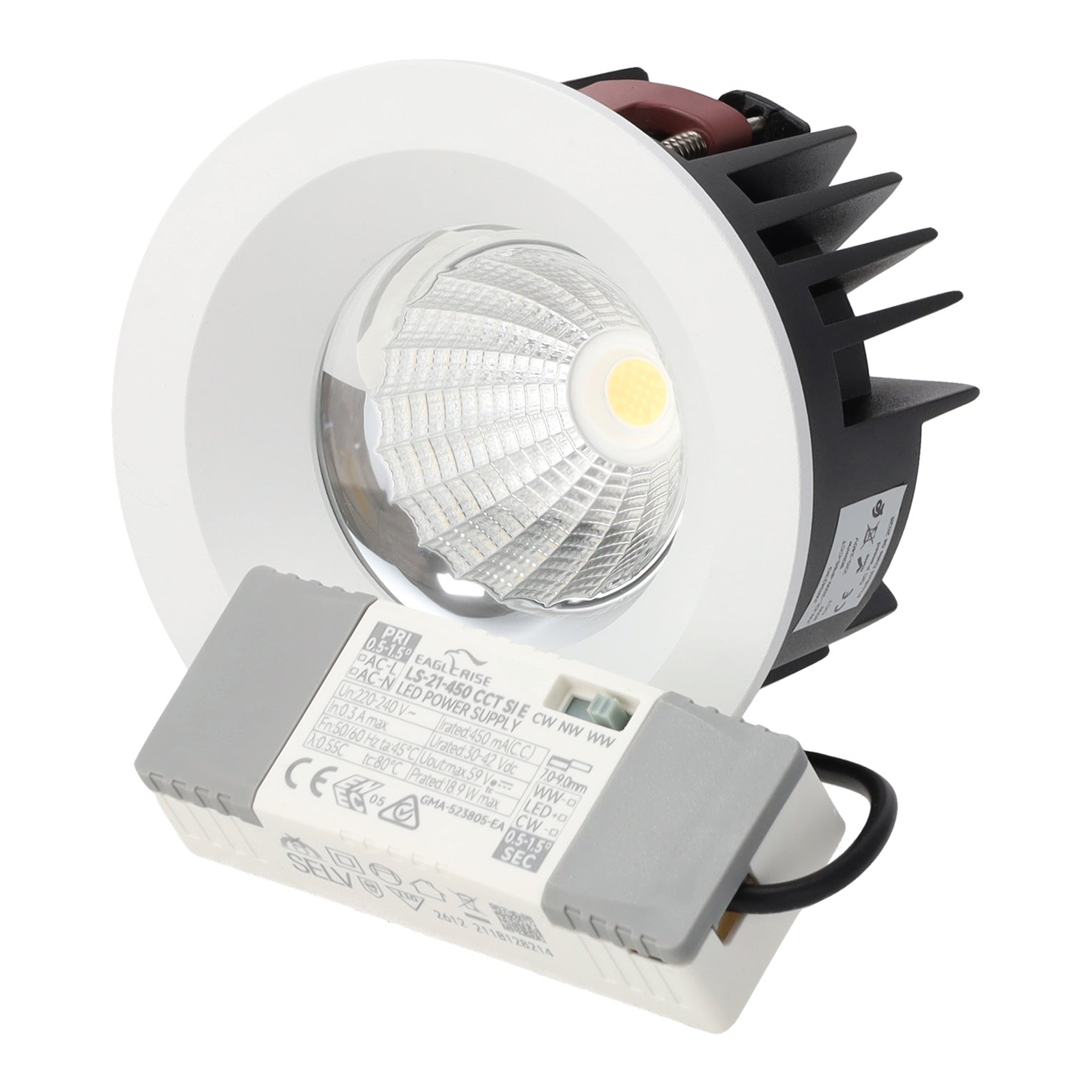 Fotografia da Luminária de encastrar LED de 20 W, IP65, 90 lm/W, recorte de 95 mm, CCT (cor de luz ajustável)
