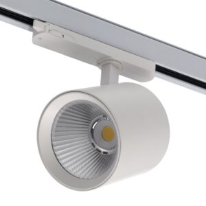 Spot LED de calha 40 W, 90 lm/W, CCT (tonalidade de luz ajustável), driver Lifud trifásico, 50.000 horas