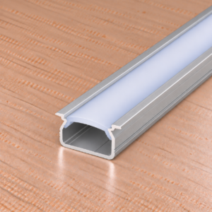 Perfil de alumínio anodizado prateado Kimera-selde com difusor opalino e tampas de extremidade 2,02 m, prata anodizada