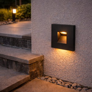 Luminária LED encastrada para escada com frente magnética, 3 W, IP65, 3000 K - preta