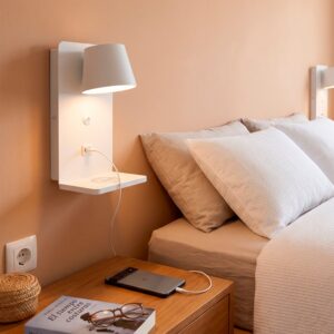 Luminária de parede para leitura com porta USB "Lumo" 6 W e base de carregamento sem fios
