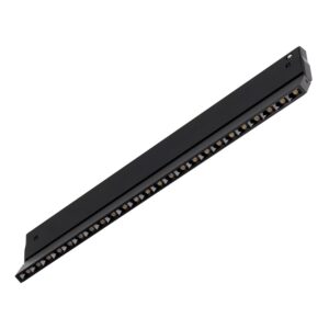Luminária de calha magnética LED de 10 mm, 18 W, 70 lm/W, 38º, 48 V DC, CCT (cor da luz ajustável), acabamento preto