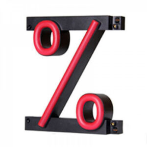 Fotografia do Símbolo LED neon % largura 128 mm altura 161 mm profundidade 38 mm
