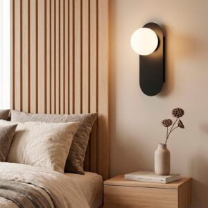 Arandela com esfera de cristal "Glow", preto