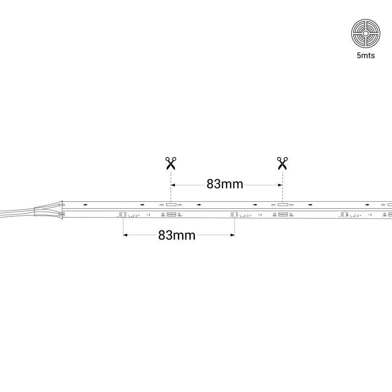 Fita LED COB digital ic 2811 12 W/m 24 V DC IP20 3.000 K rollo 5 m - Image 5